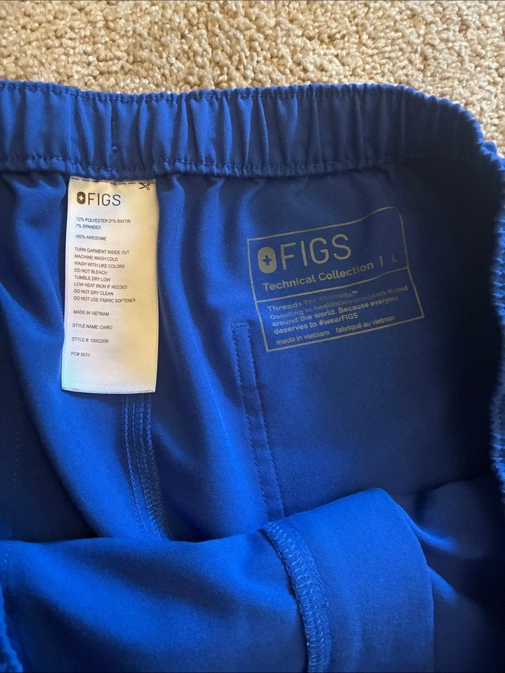 Figs Men’s Royal Blue Scrub Pants with Red Drawstring